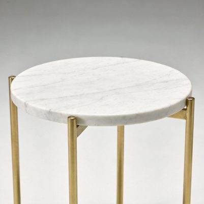 Round Marble Top Side Table With Gold Metal Legs